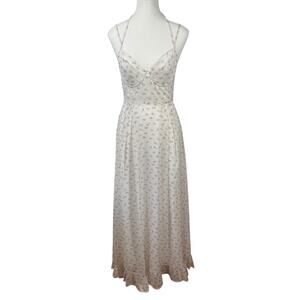 Dream Sister Jane AQUA FLORA CAMI DRESS Women M NWT WHITE Cottage Spring Boho